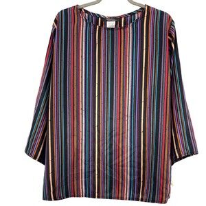 Vintage Ronnie California Blouse Womens Large NWT Stripe Boxy 80s 90s Deadstock